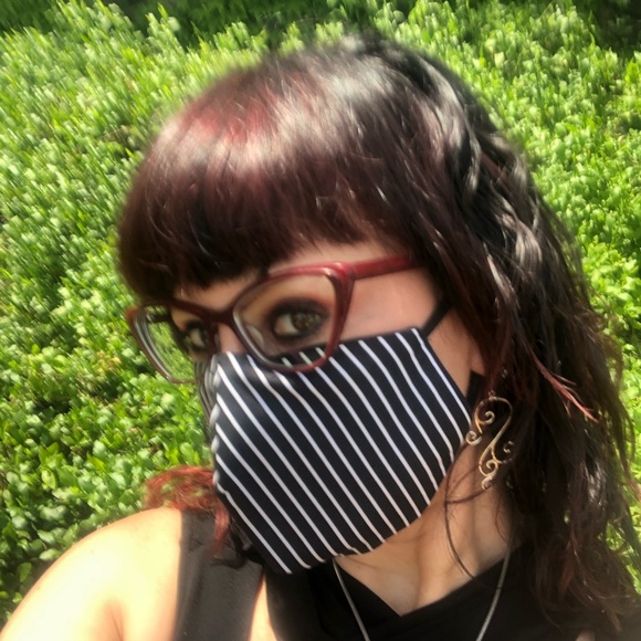 Face Mask Black and White Stripes - Picture 3 of 5